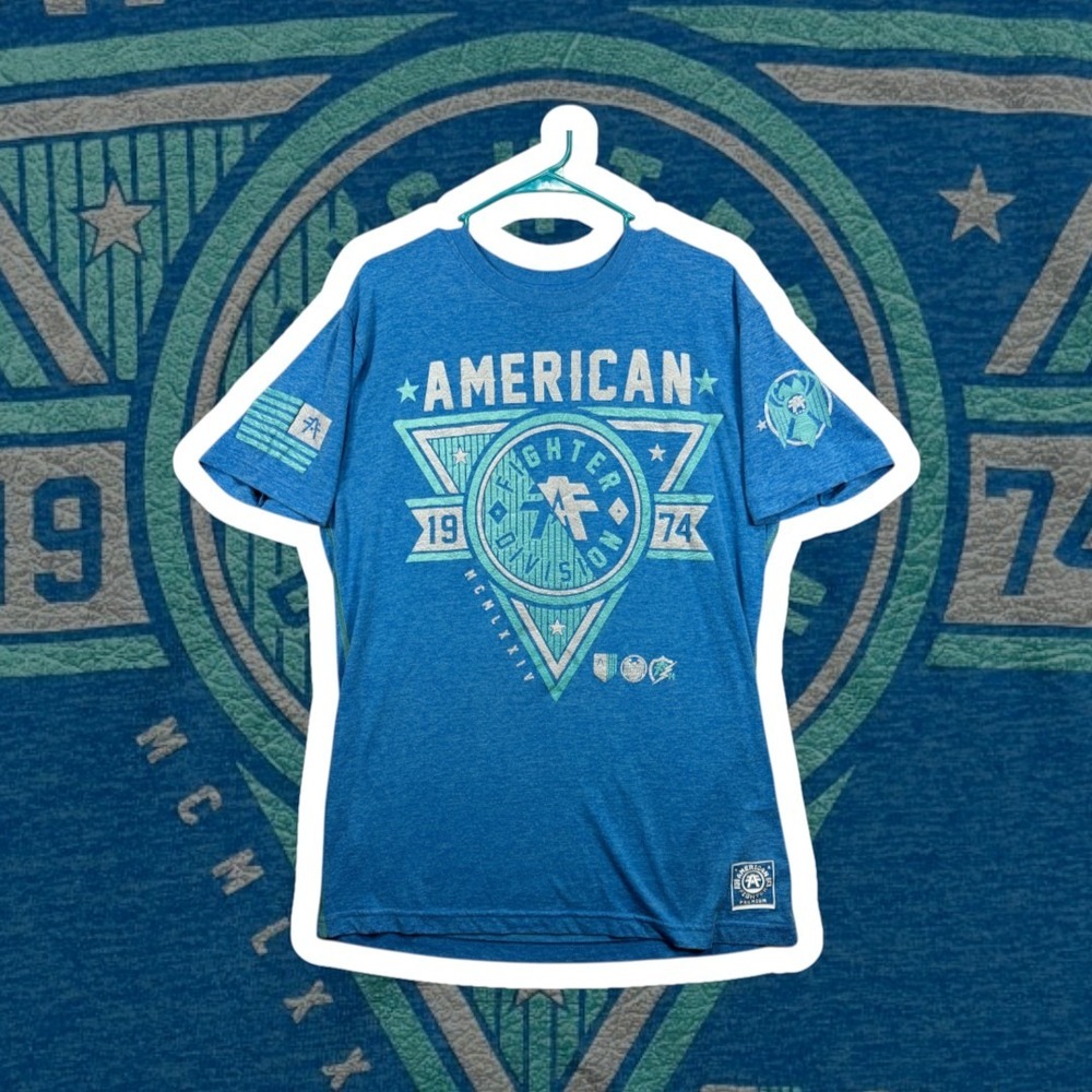 American Fighter Affliction Training Division Graphic Tee Mens XL Blue Heather